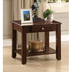 Ballwin End Table with Functional Drawer - Deep Cherry